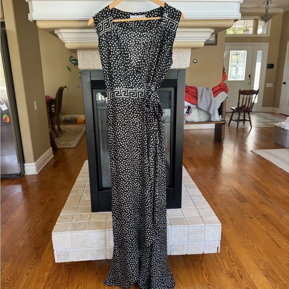 Natalie Martin Silk Wrap Danika Dress Black White print Size M - Picture 7 of 7